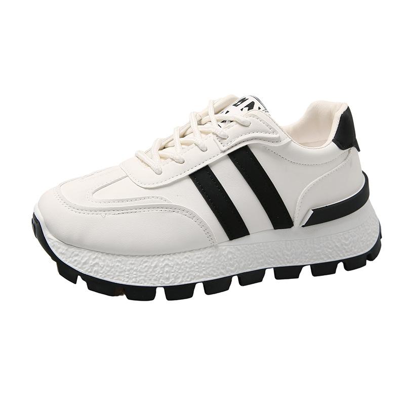 Women's Plus Size Sports Shoes Leisure Thick Sole Front Lace Up PU Round Toe Sneaker Shoes 37-44