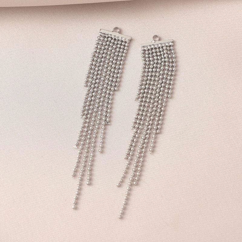 

18K Gilded Western Style Earrings Tassel Handmade DIY Earrings White Gold Color Pendant Pendant DIY Earrings Material Platinum 603 (Pair)