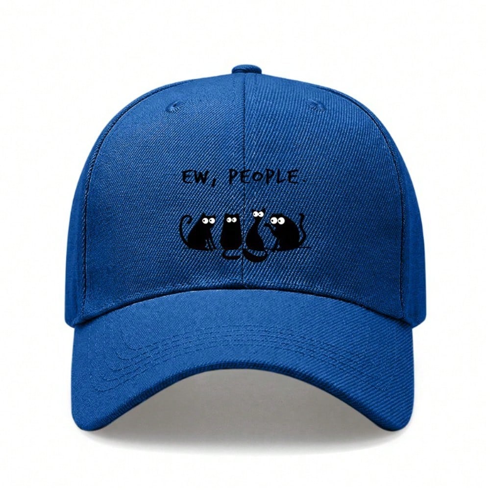 [Funny Cat Hat] Cream Polyester Print Baseball Cap - Adjustable Breathable Casual Streetwear Dad Hat For Men Women