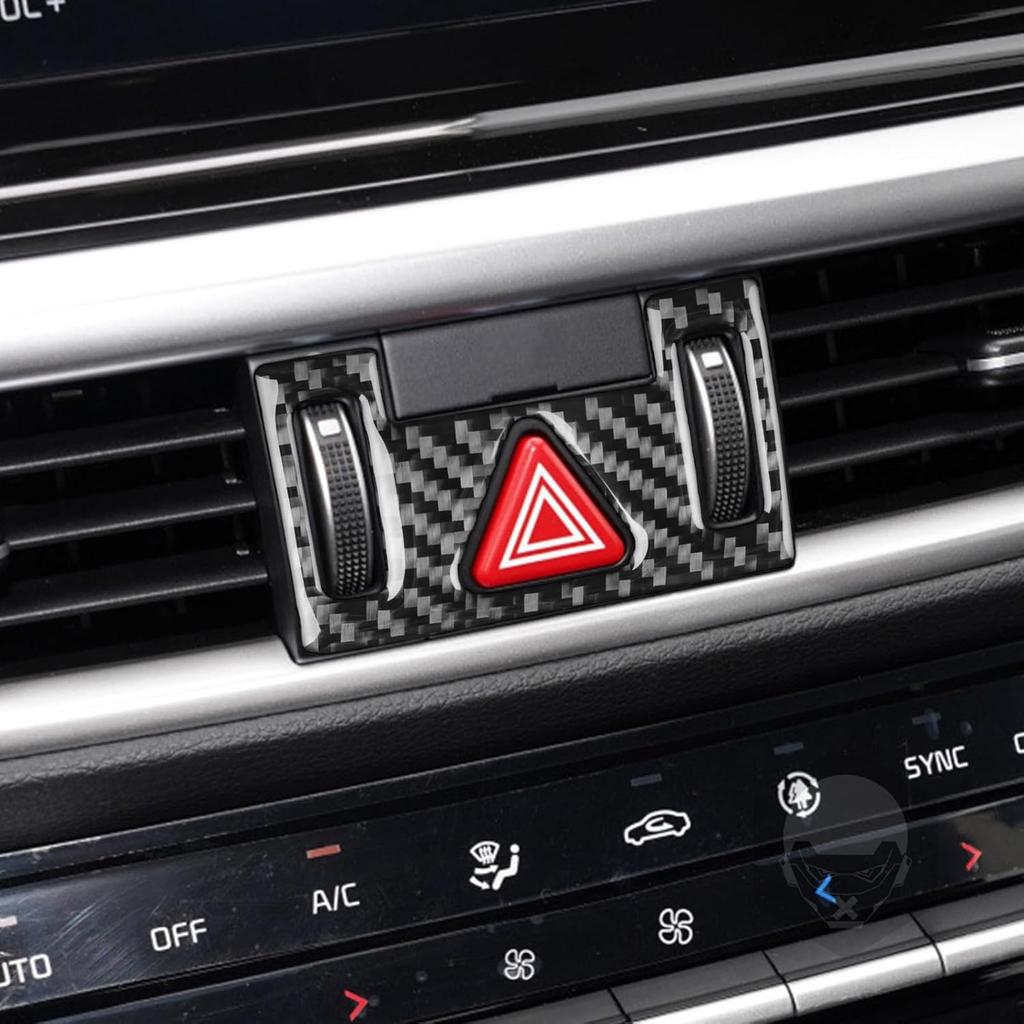 Real Carbon Fiber Accessories Decals Car Hazard Light Frame Panel Cover Compatible with KIA Forte K3      2024 Carbon Fiber Interior Trim Sticker