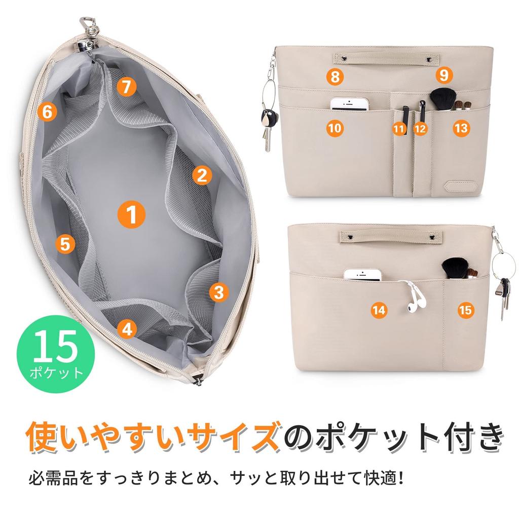 Vancore Bag-in-Bag, Leicht, Freistehend, Große Kapazität, Klein, A4-Größe, Waschbar, Langlebig, Wasserdicht, Innentasche mit Trennwänden, Aufbewahrung
