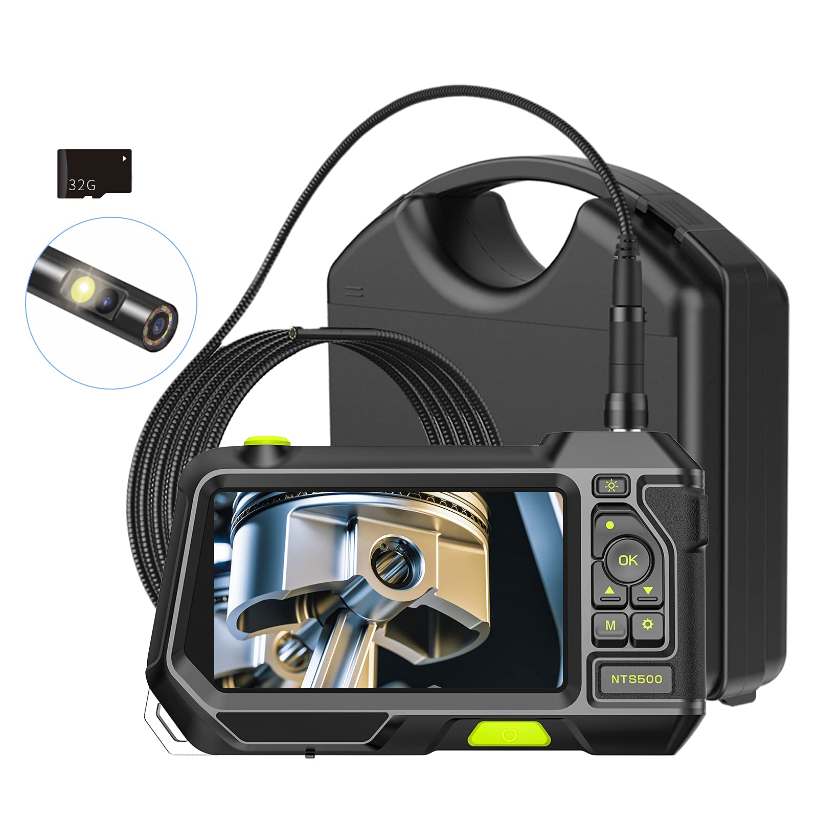 

HEBIKAMERA Dual Lens HD Digital 3m IPS Industrial Dual Snake Inspection Camera with LED Light and Adjustable for Inspecting and Facilities Fiberscope,