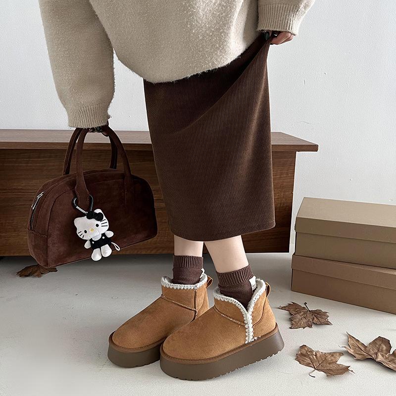 Northeast Internet Celebrities Warm Thick-soled Snow Boots Women's 2025 New Winter Retro Velvet Thickened Heightening Cotton Shoes