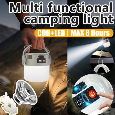 Portable Outdoor LED Camping Light with USB and Solar Dual Charging, with Hook. Suitable for Tents, Hiking, Parties, Fishing/outdoor Use