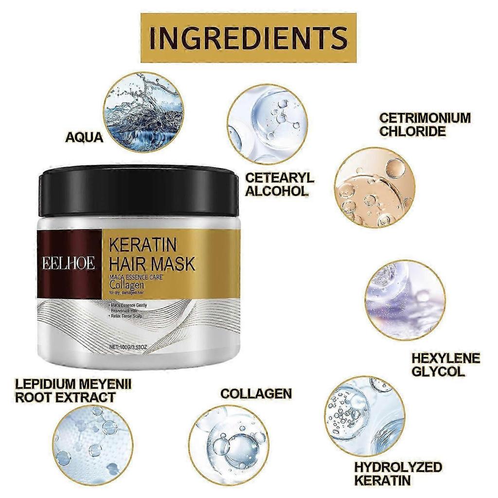 Keratin Hair Mask 100g Deep Nourishing Treatment for Damaged Dry Frizzy Split Ends Hair