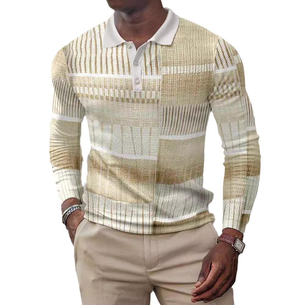 New Men's Sweatshirt Geometric 3D Printed Casual Lapel Polo Shirt