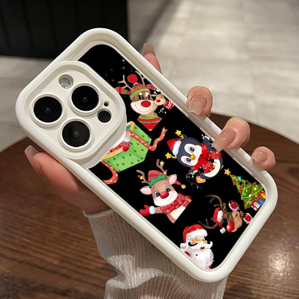 Ae109 Happy New Year Merry Christmas art Phone Cases for iPhone 16 14 13 11 Pro Max 15 7 8 6s Plus 12 mini XR XS Max Angel Eye Ladder Protective Cover