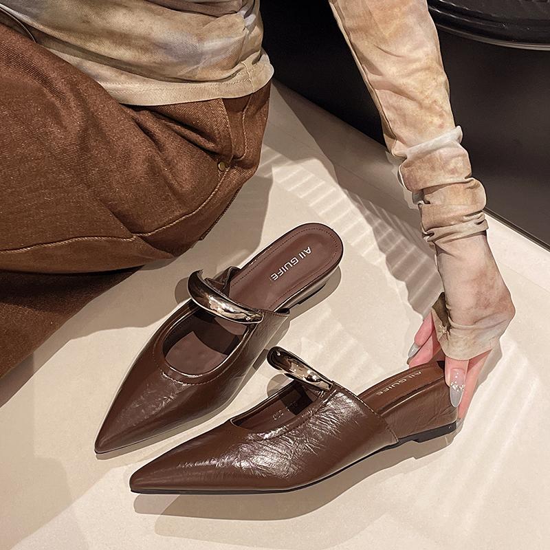 Fashion Mid Heels Women Slippers Designer Pointed Toe Shoes Fad Wedges Slingback Sandals 2025 Summer Elegant Slides New Brand Zapatillas