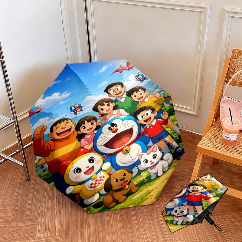 1PC Doraemon  Automatic Umbrella - Suitable Travel Outdoor Portable Umbrella Birthday Gift Daily Essentials