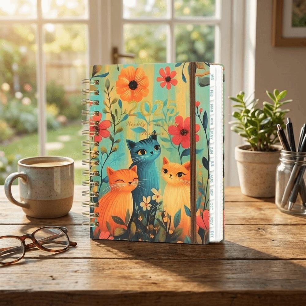 Spiral Bound Floral Spiral Notebook Floral Pattern Schedule Book for Work Office School Supplies