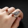 Adjustable Open Ring With Natural Red Agate Leaf Motif Minimalist Round Design Unisex Vintage Jewelry