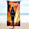 1PC Custom Name Firefighter Bravery Flames Beach Towel Highly Absorbent And Sand-Resistant Towel for Swimming, Pool, Yoga, And Travel Lightweight