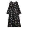 Summer Vintage Floral Linen Maxi Dress Long Loose Style Plus Size Women Lady Dress