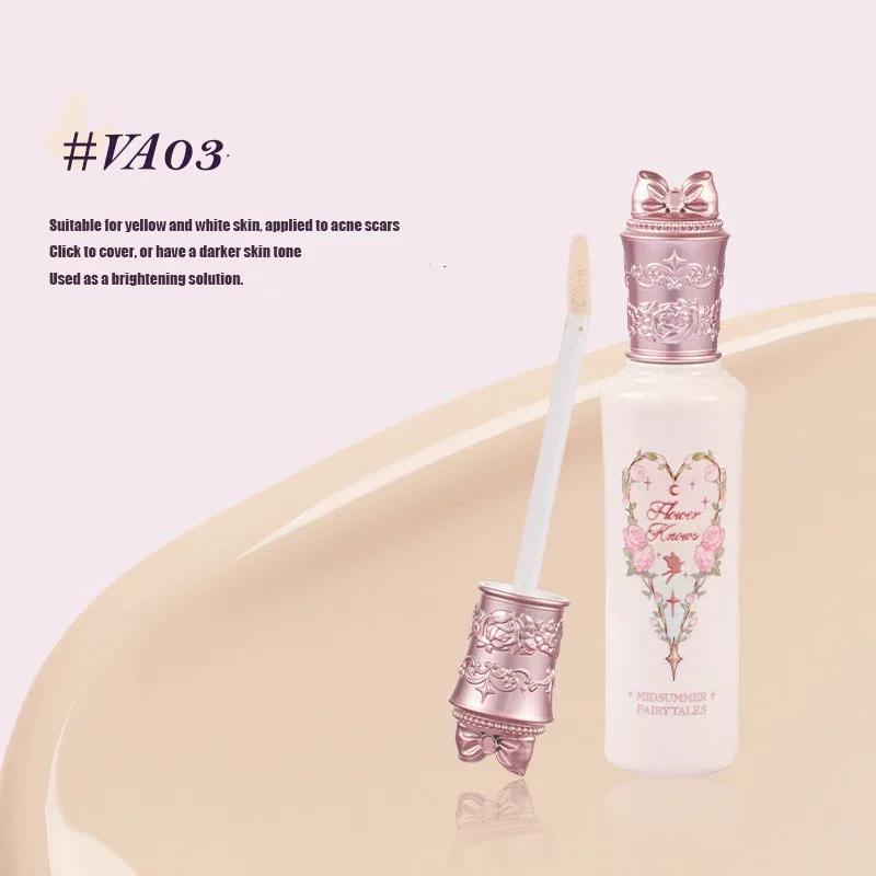 Flower Knows Středolétý korektor Lehký krém s kyselinou hyaluronovou, Tekutý rozjasňovač na kruhy pod očima a zarudnutí