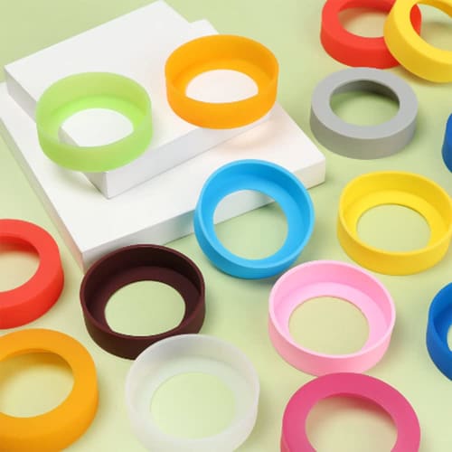 Silicone Bottom Caps for Vacuum Insulated Mobile Mug/Water Bottle, Protective Cover, Non-Slip, Noise and Scratch Prevention, 65mm, Pastel Purple, Set