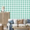 Basic Retro Plaid Wallpaper, Sea and White, 50x1000