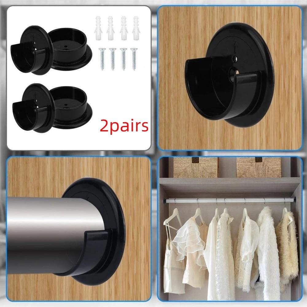 2Pairs Solid Plastic Closet Pole Sockets With Screws Wardrobe Tube Support  Closet Organization