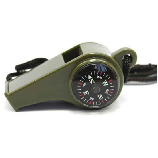 

3 In1 Survival Whistle with Compass Thermometer Hiking Outdoor Emergency Gear зелений