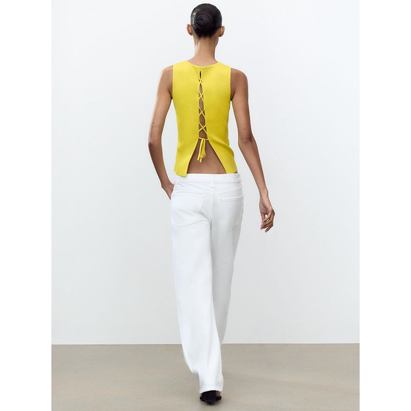 Za2025 Summer New Women Clothes Versatile Back with Rib Sleeveless Knitted Top 3471026 520