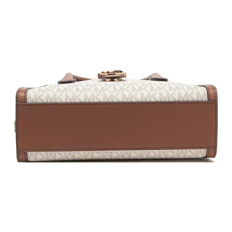 Michael Kors MK Gabby Logo Print Commute Schoudertote Tas Dames tassen Vanille-Wit Bruin 35S3G5GS5B-150
