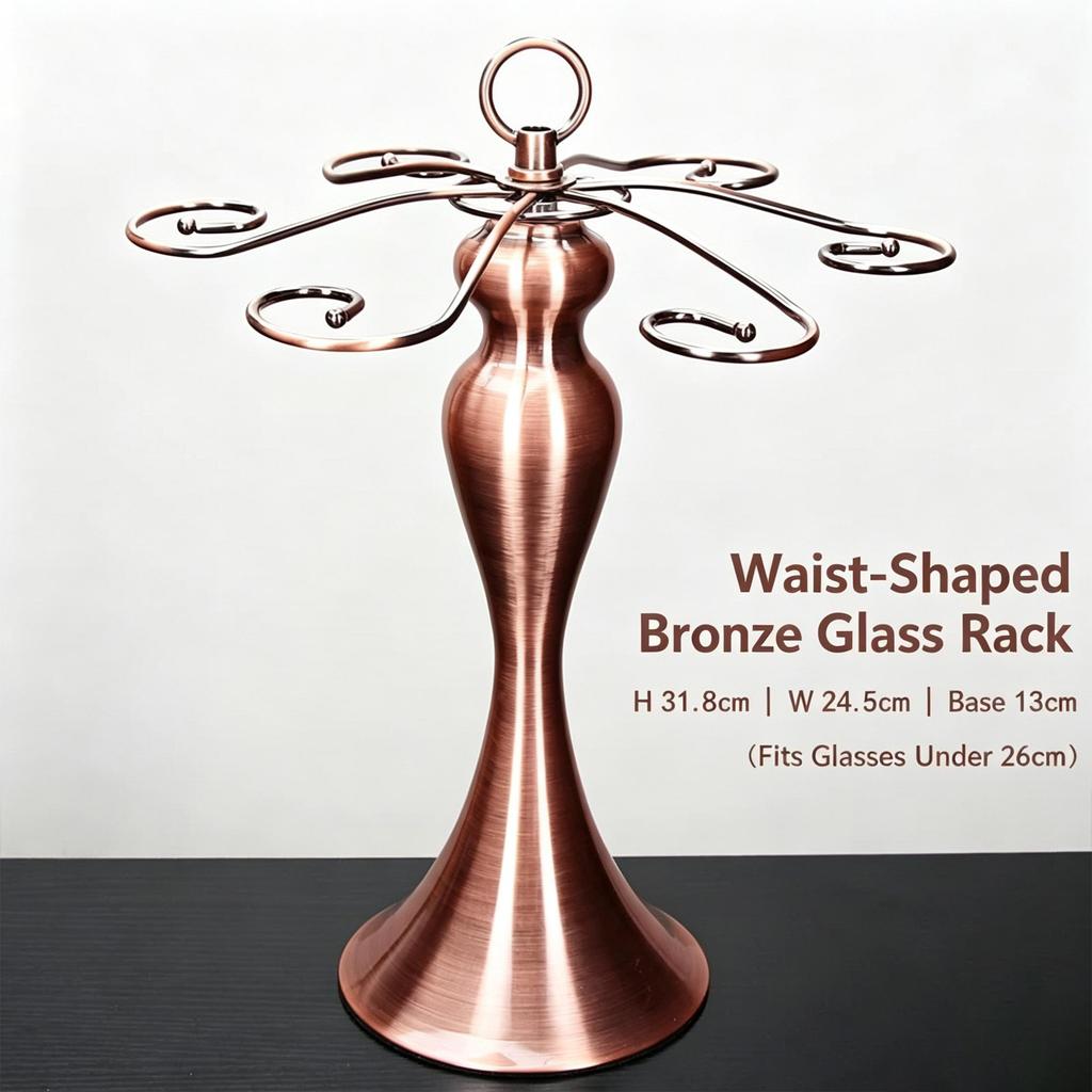 Tabletop Wine Glass Rack, 6 Stem Glass Holder Upside down Hanging Goblet Drying Stand, Wine Cup Storage Organizer for Bar, Kitchen, Cabinet Home Decor