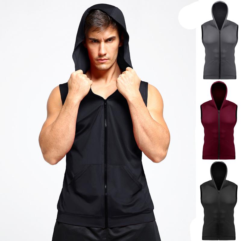 

Men s Running Tank Jogging Hoodies Vest Jogger Singlets Bodybuilding Tops Training Gym Clothing S M L XL XXL 3XL 3XL сірий