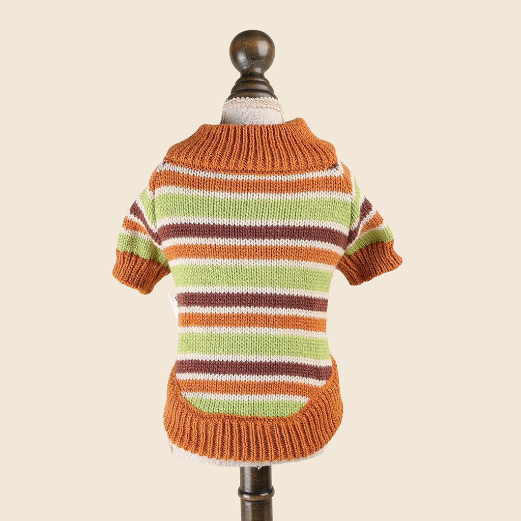 Pet Autumn and Winter Contrasting Striped Pet Sweater High Neck Winter Knitted Top Dog Christmas Clothes