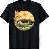 Japanisches altes Schiff und Berg Fuji Kanji Japan Kunst T-Shirt