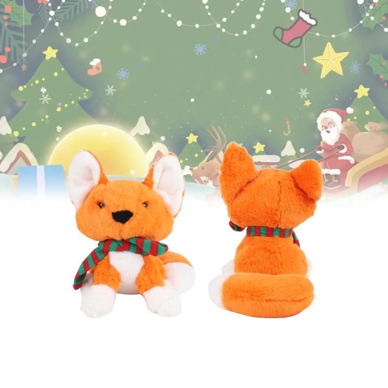 Fox Scarf Christmas Plush Toy Girl Children Birthday Holiday Gift Doll Decorated
