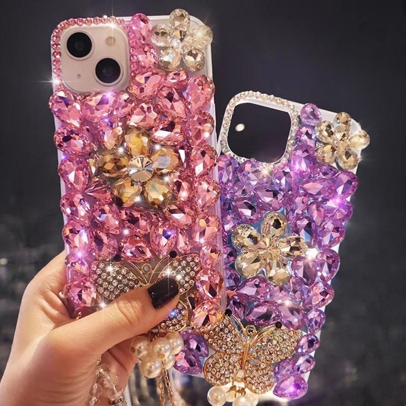 Luxury 3D Bling Rhinestone Crystal Flower Phone Case For Samsung Galaxy A17 A16 A15 A14 A13 A12 A07 A06 A05 A05S 4G 5G