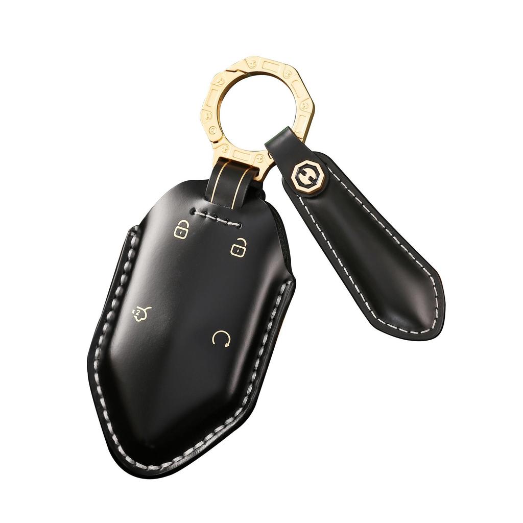 BYD Formula Leopard 5 Genuine Leather Car Key Cover with High-End Key Chain for Men and Women
