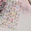 Shiny Blowing Bubble Nail Decorations Stickers 5D Shell Light Love Cat Bubble Transfer Slider Sticker DIY Manicure Decals