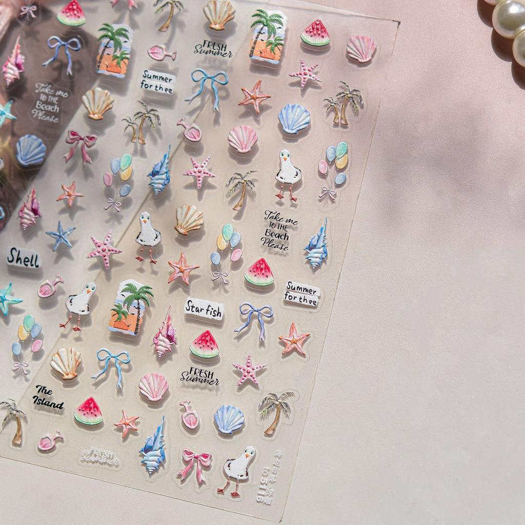 Shiny Blowing Bubble Nail Decorations Stickers 5D Shell Light Love Cat Bubble Transfer Slider Sticker DIY Manicure Decals