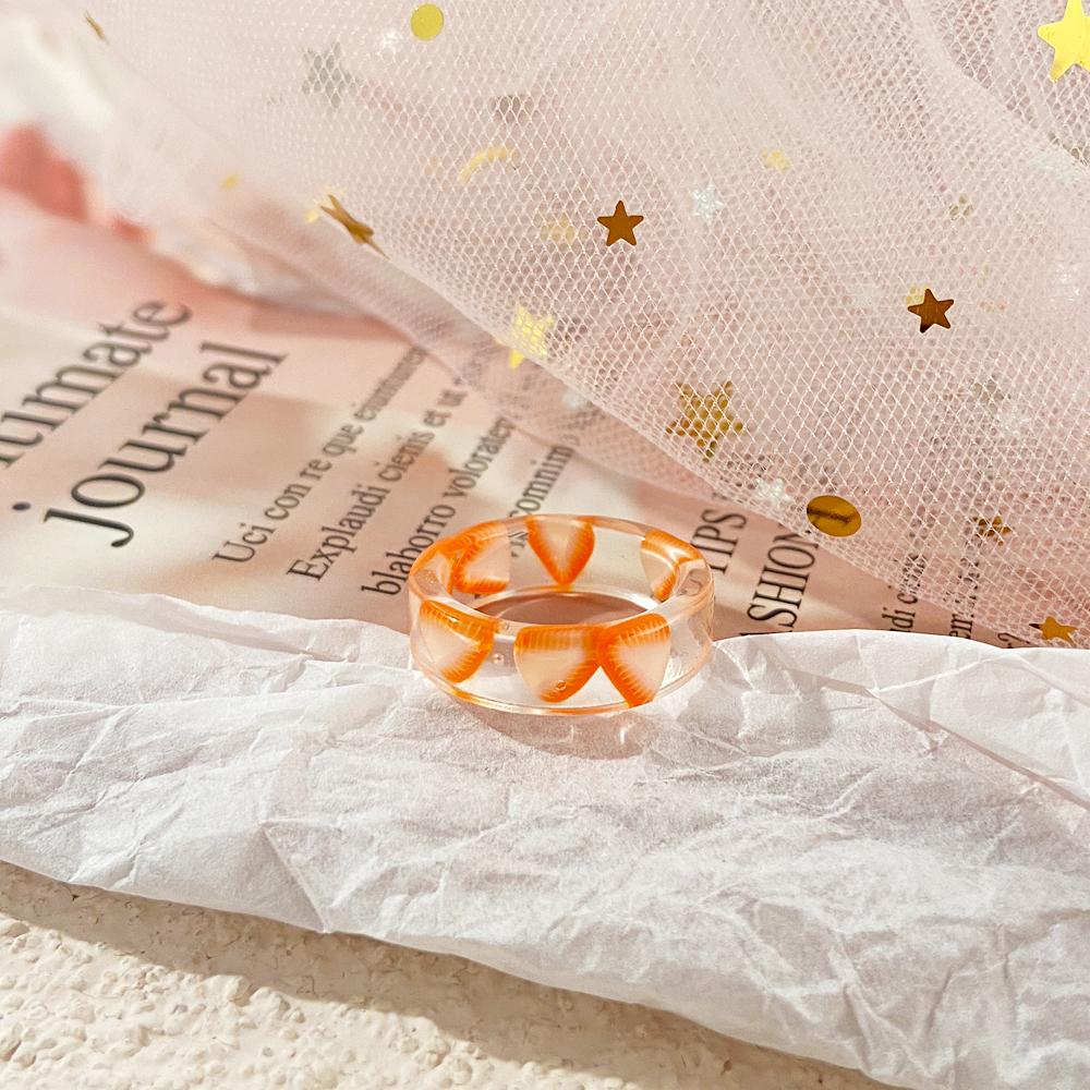 

2024 милое кольцо из смолы с виноградом, арбузом и клубникой, летнее милое крутое кольцо с лимоном и фруктами для девочек, женщин и мужчин