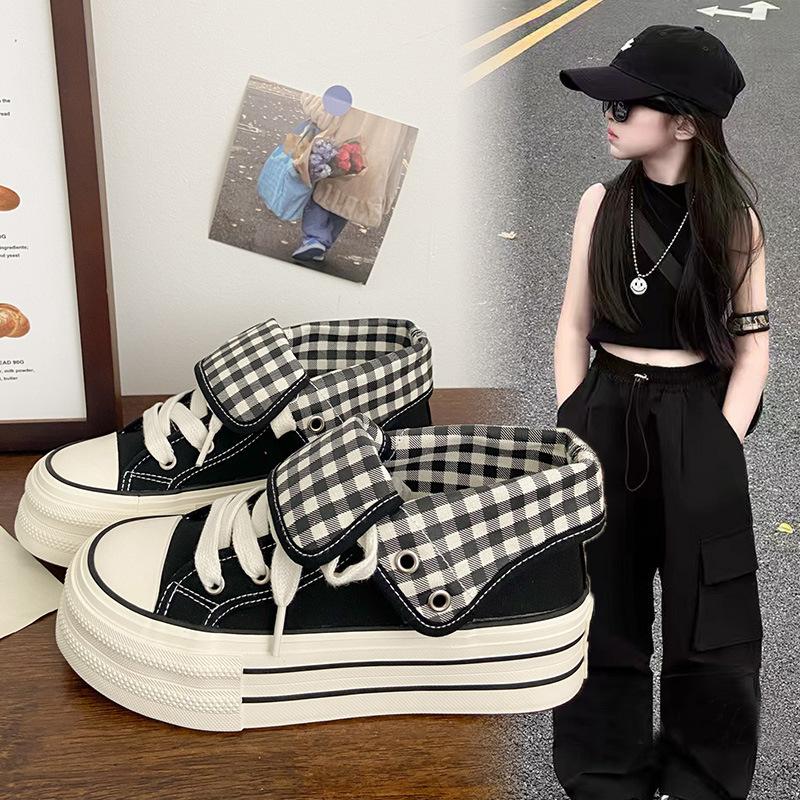 Red platform high-top cloth shoes girls new chic versatile niche explosion super fire casual two wear board shoes