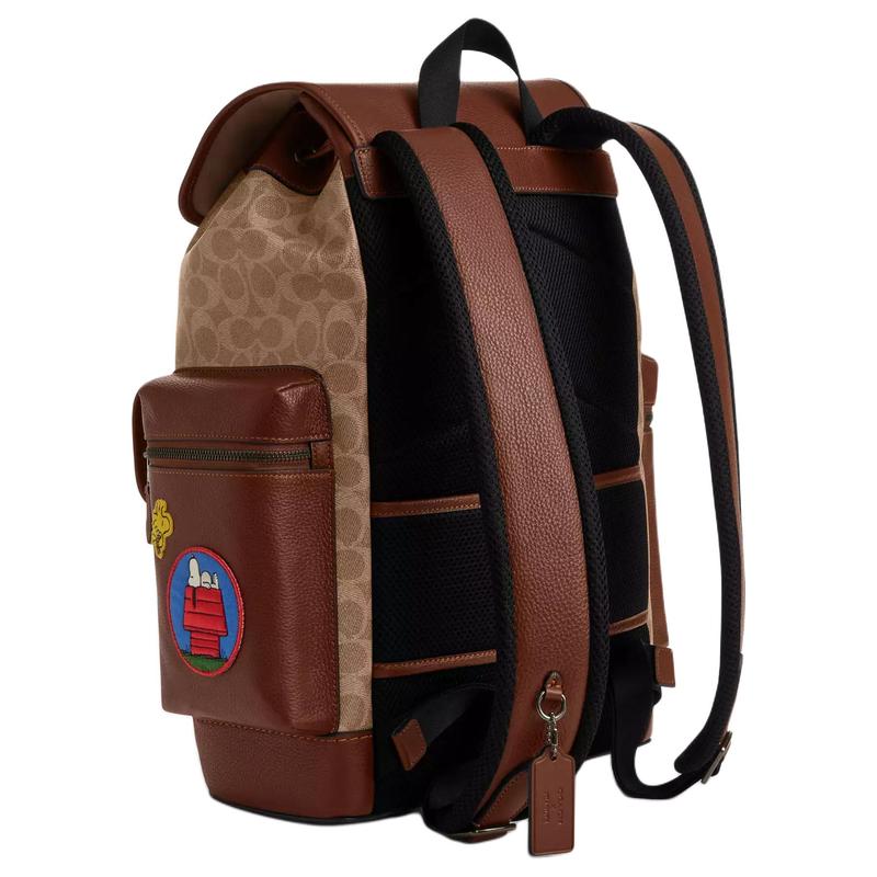 COACH PEANUTS Collaboration Sprint 29 Hardware Accessories Brand Print Coated Canvas Backpack Large Men's Ochre