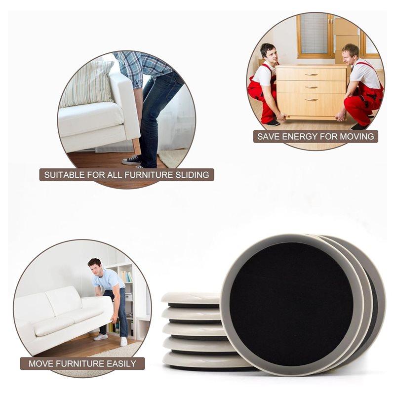A74E-Furniture Sliders, 12 Pcs 3 1/2'' Furniture Sliders Pads For Hardwood Floors, Chair Legs Floors Protectors