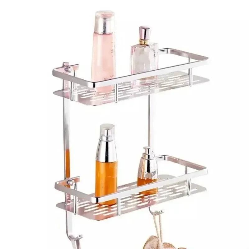 Bathroom Shelf Organizer 30CM Shower Storage Rack Gray Wall Mounted Space Aluminum Toilet Shampoo Holder Shelves Accessories