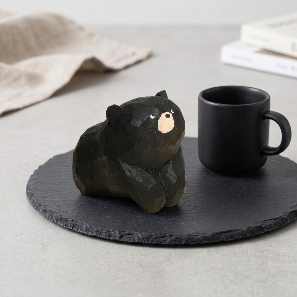 Cute Wooden Carving Ornament Decoration Mini Bear Statue Cuddly Wooden Bear Figurines  Gift