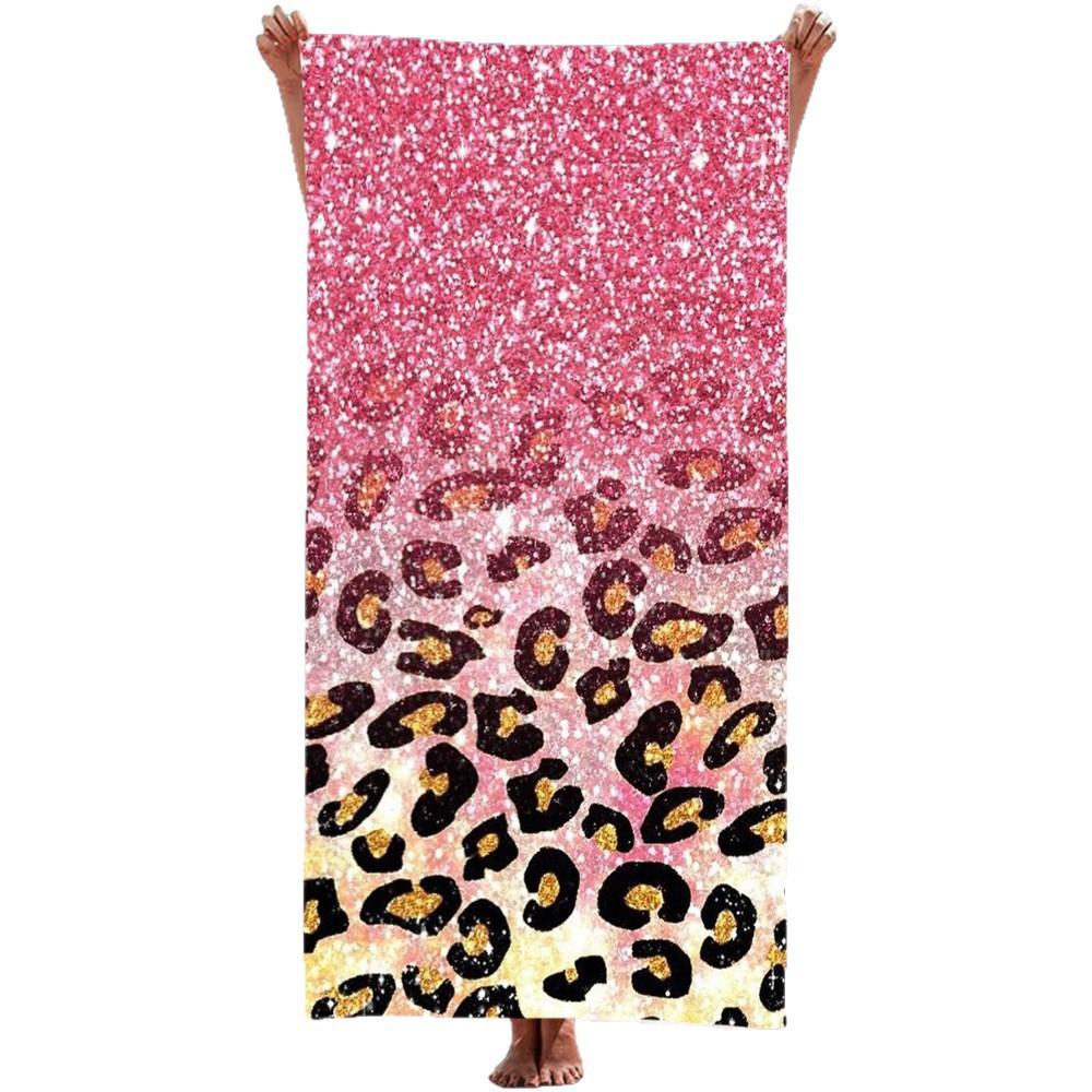 Charming Leopard Print Beach Towel Summer Microfiber Outdoor Swimming Sports Sun Protection Shawl Large Bath Towel