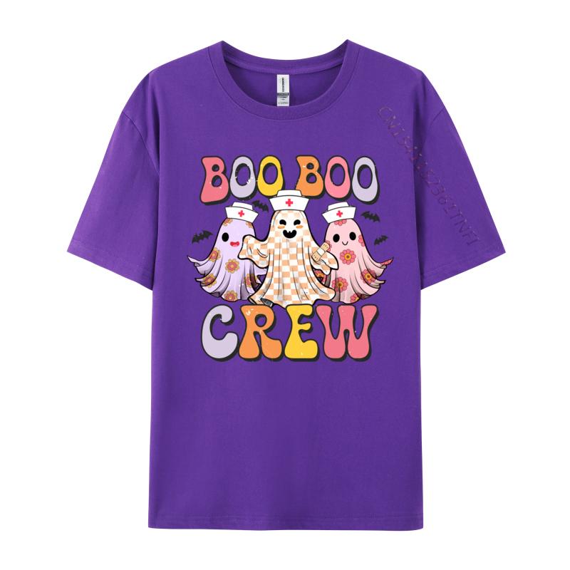 Groovy Boo Boo Crew Nurse Funny Ghost Halloween Nurse Casual 3D Printed T-Shirt for Men Pure Cotton Tops Shirts Funny Tee