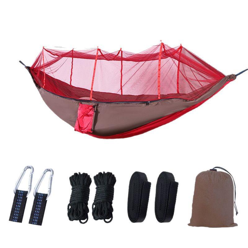 Portable Ripstop Camping Hammock with Mosquito Net - Quick-Open, Anti-Fall Design for Singles & Doubles