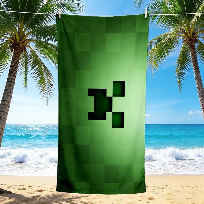 1Pc Green Icon Beach Towel, Quick Dry, Multi-Use for Beach Pool Gym Yoga Home Travel, Christmas, Halloween, Xmas Gift M928844