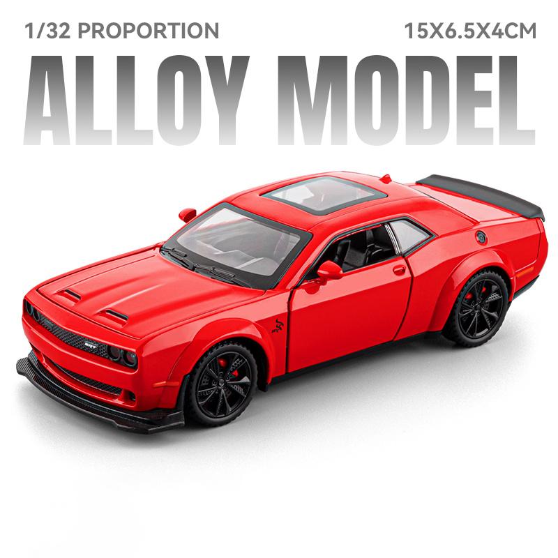 

1:32 Dodge Challenger Hellcat Redeye Alloy Metal Diecast Model Car Sound and Light Pull Back Children s Toy Collectible Birthday красный