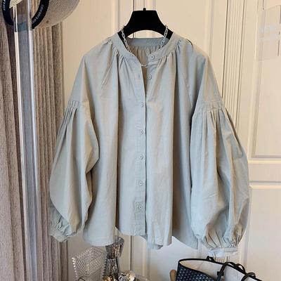 Summer Vintage Blouses Puff Sleeve Solid Color Button Shirts Spring Casual Loose Elegant All Match Women Tops