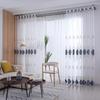 Luxury European Sheer Window Panels, Velvet Trim Embroidery, Transparent Grommet Top Drapes for Living Room