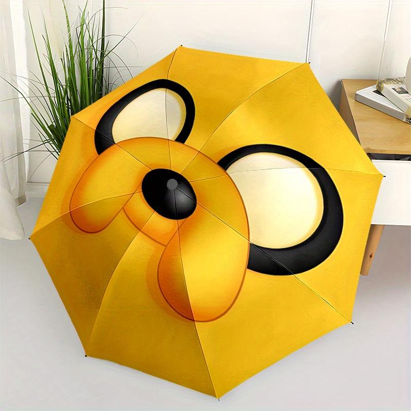 1pc Adventure Time Jake the Dog Auto Open/Close Outdoor Umbrella - Compact Travel Umbrella, 8 Rib Heavy-Duty Construction, Ideal Gift 0828124