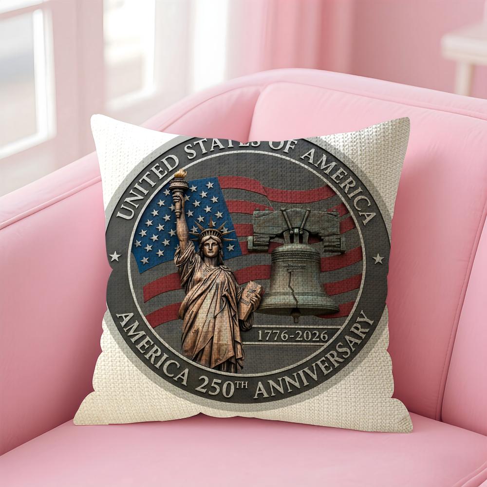 American Year Cushion Cover Natural Linen Pillow Case DoubleSided Print Decorative Sofa Pillowcase Home Decor Gift