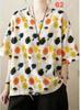 Summer Printed Short-sleeved T-shirt V-neck Cotton and Linen Loose Large-size Women's Top T-shirt Cotton and Linen Shirt