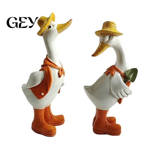 Resin Duck Family Garden Figure Porch Goose Statues, Funny Farm Fence Decor, Decor Outdoor Animal Sculptures & Perfect for Home Stairs, Farm,